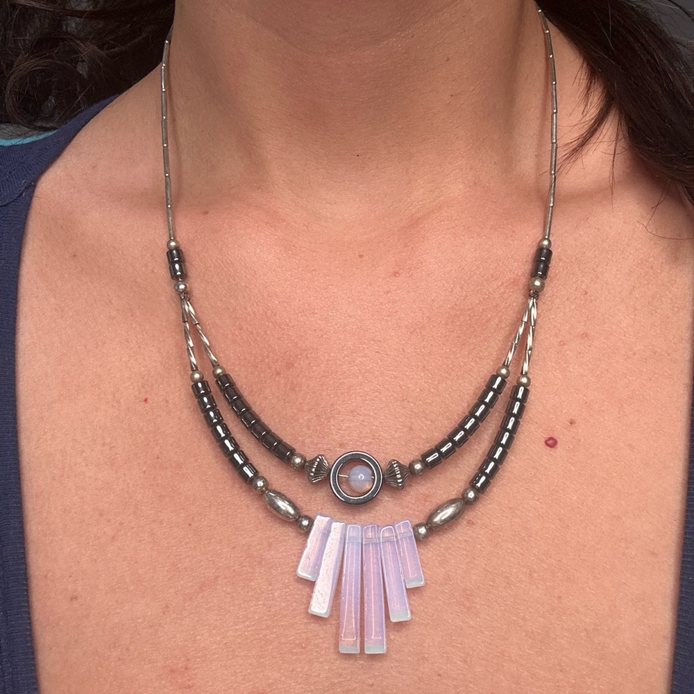 Gorgeous Bohemian Necklace With Translucent and Hematite Beads